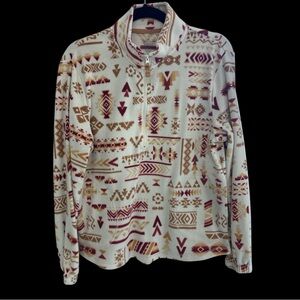 Cuddl Duds Tribal Print Quarter-Zip Fleece Pullover, sz Medium
